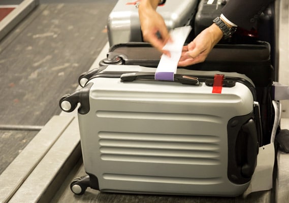 Baggage tag in an airport